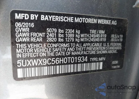 2017 BMW X3 xDrive28I из США, поврежденный, VIN 5UXWX9C56H0T01934